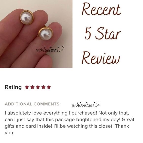 #34 New White Pearl Gold Screw Back Stud Earrings - Picture 12 of 14